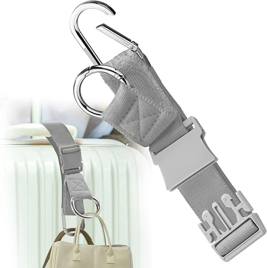 Gancho y Hebilla en D - Correa para enganchar artículos de viaje - Agarre Elástico para Chaquetas, Maletas y Accesorios