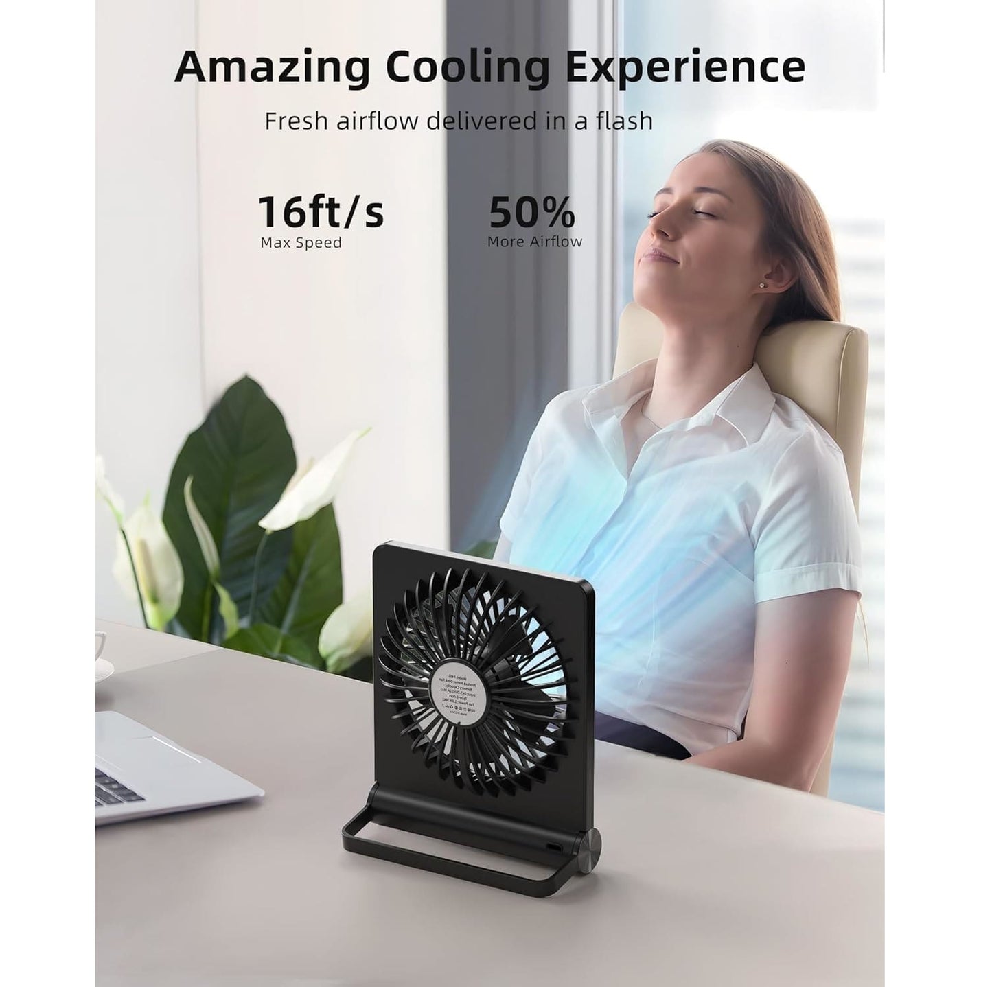 Ventilador Portátil USB Recargable – 3 Velocidades Silencioso
