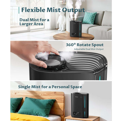 Humidificador Ultrasónico 6L Inteligente LED – Difusor Aromaterapia Negro