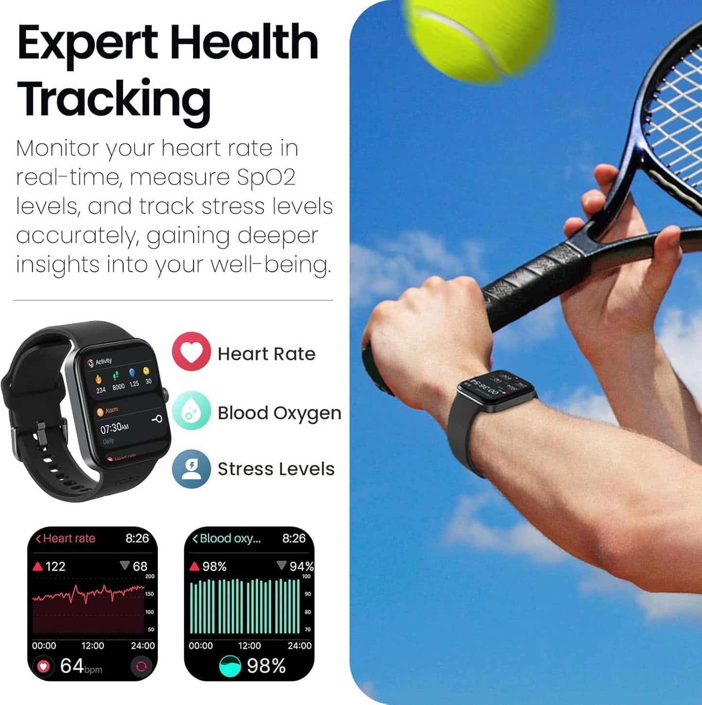 Smartwatch AMOLED 1.78” TOZO S4 con Llamadas y Batería de Larga Duración Negro