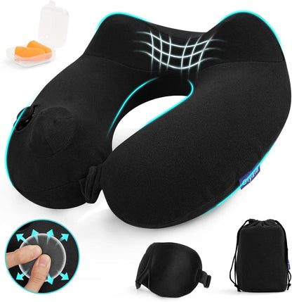 Almohada Inflable Viaje U Terciopelo Bomba Tapones y Máscara