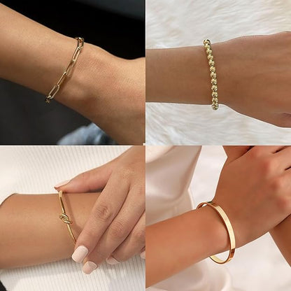 Pulseras de Moda para Mujer Chapadas en Oro 14K – Set x4