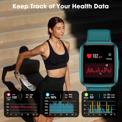 Smartwatch Fitness 1.65” con Monitoreo de Salud Bluetooth Plata