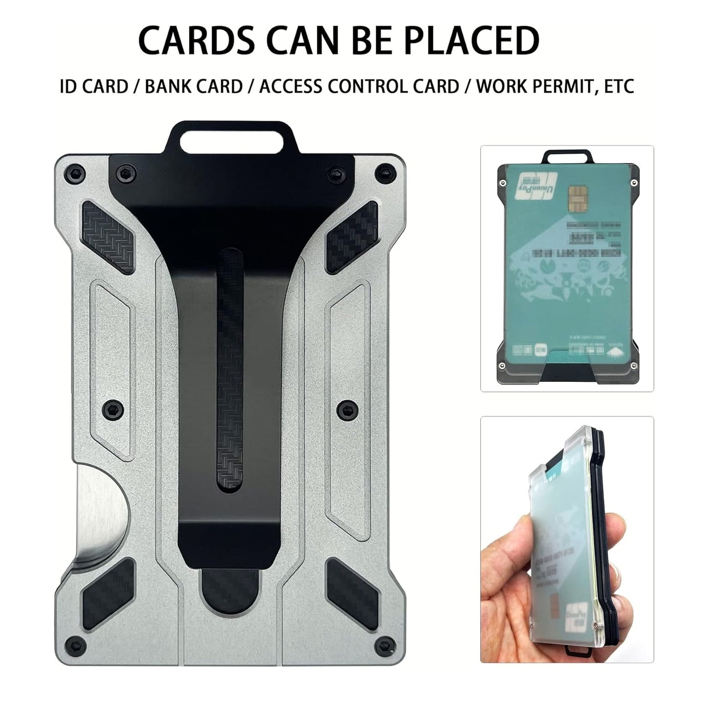 Billetera Inteligente RFID Aluminio 12 Tarjetas Transparente Compacta