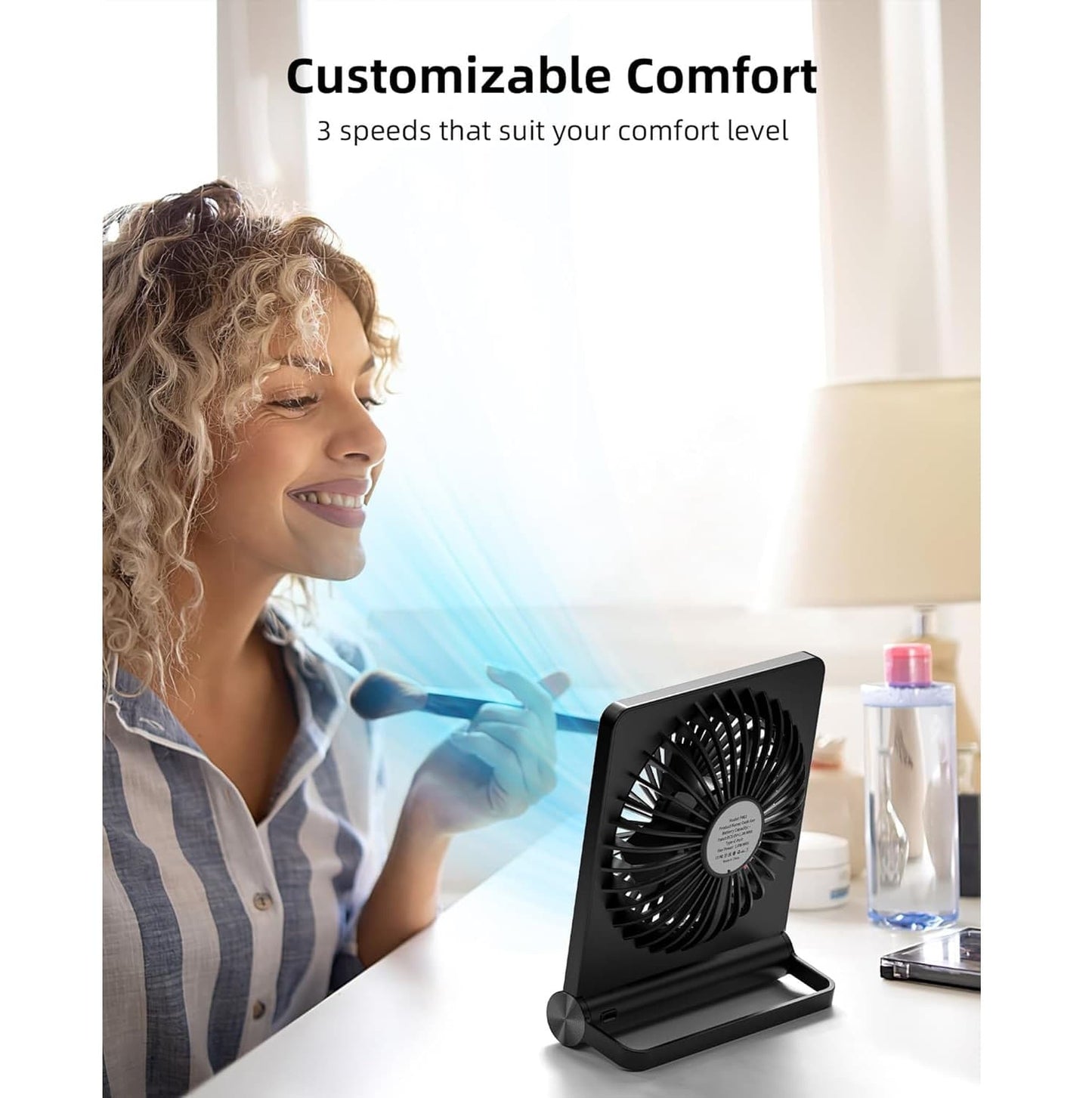 Ventilador Portátil USB Recargable – 3 Velocidades Silencioso