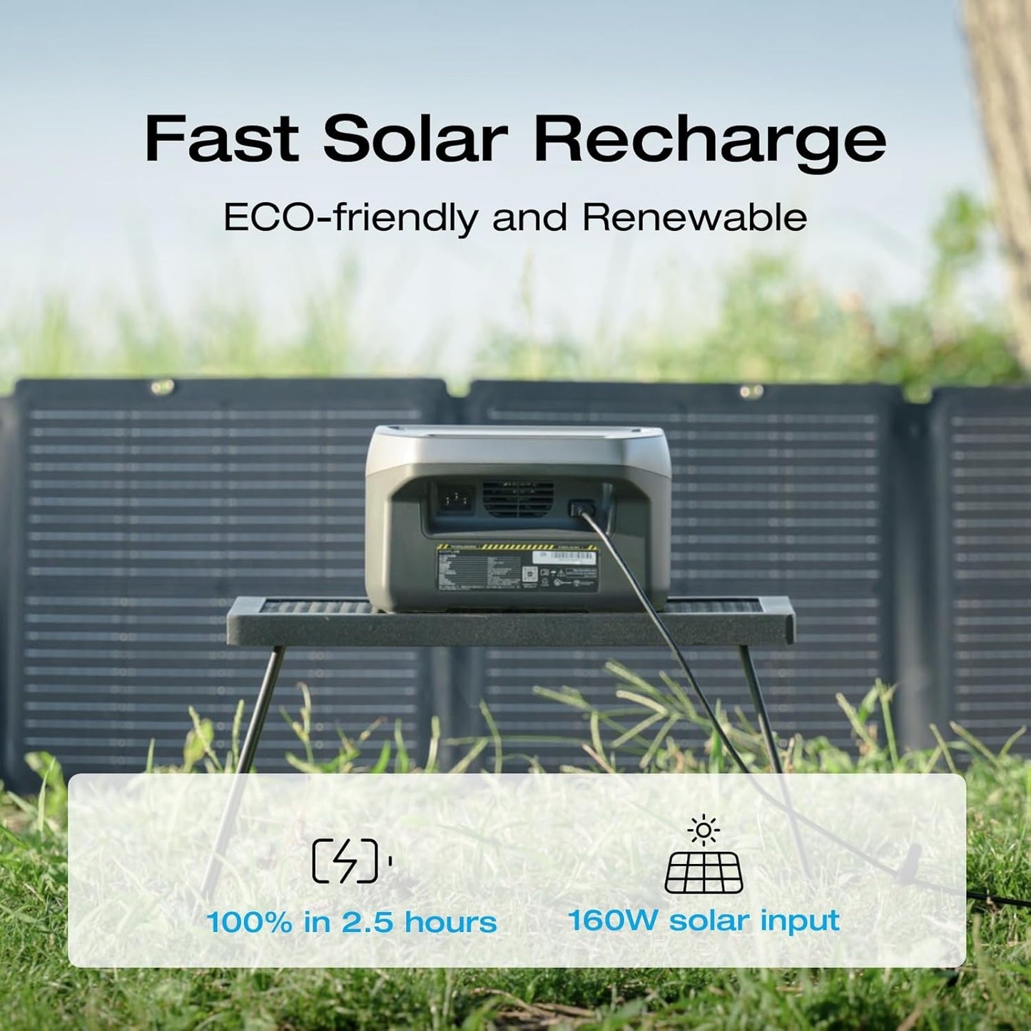 Estación de Energía Portátil - EF ECOFLOW RIVER 2 - 256 Wh 300w a 600W LiFePO4 - Generador Solar