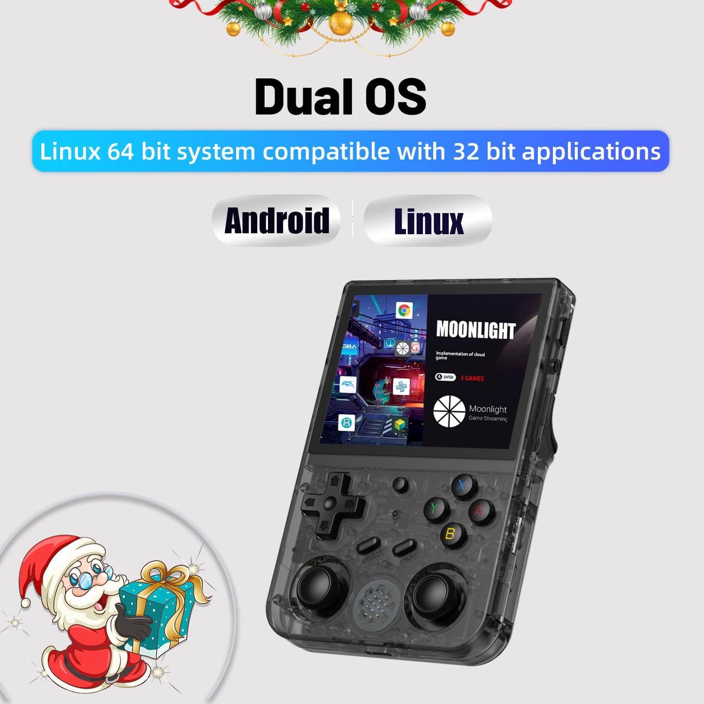 Consola Retro ANBERNIC RG353V HD con 4452 Juegos y Dual OS Negro Transparente