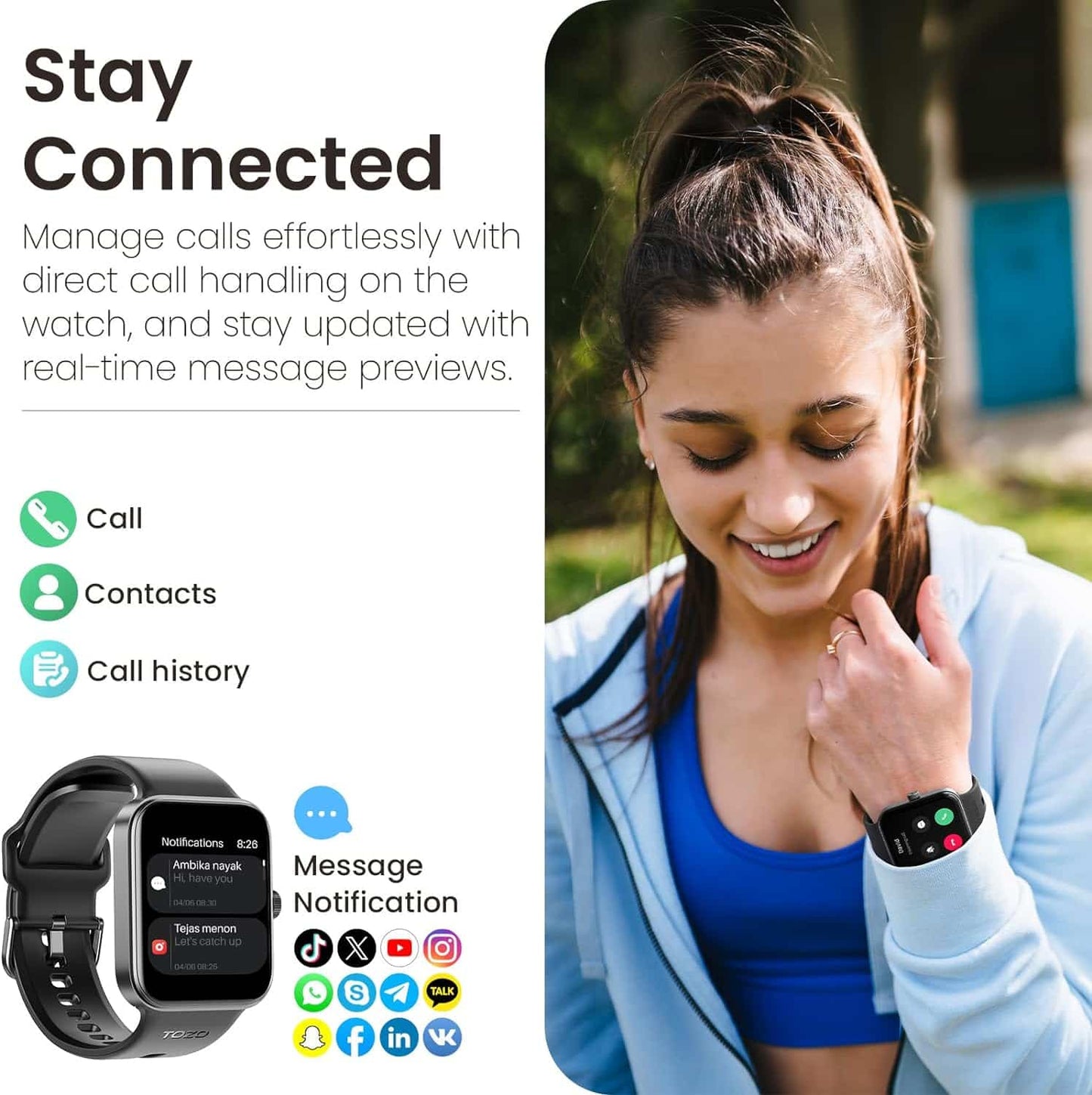 Smartwatch AMOLED 1.78” TOZO S4 con Llamadas y Batería de Larga Duración Negro