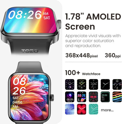 Smartwatch AMOLED 1.78” TOZO S4 con Llamadas y Batería de Larga Duración Negro