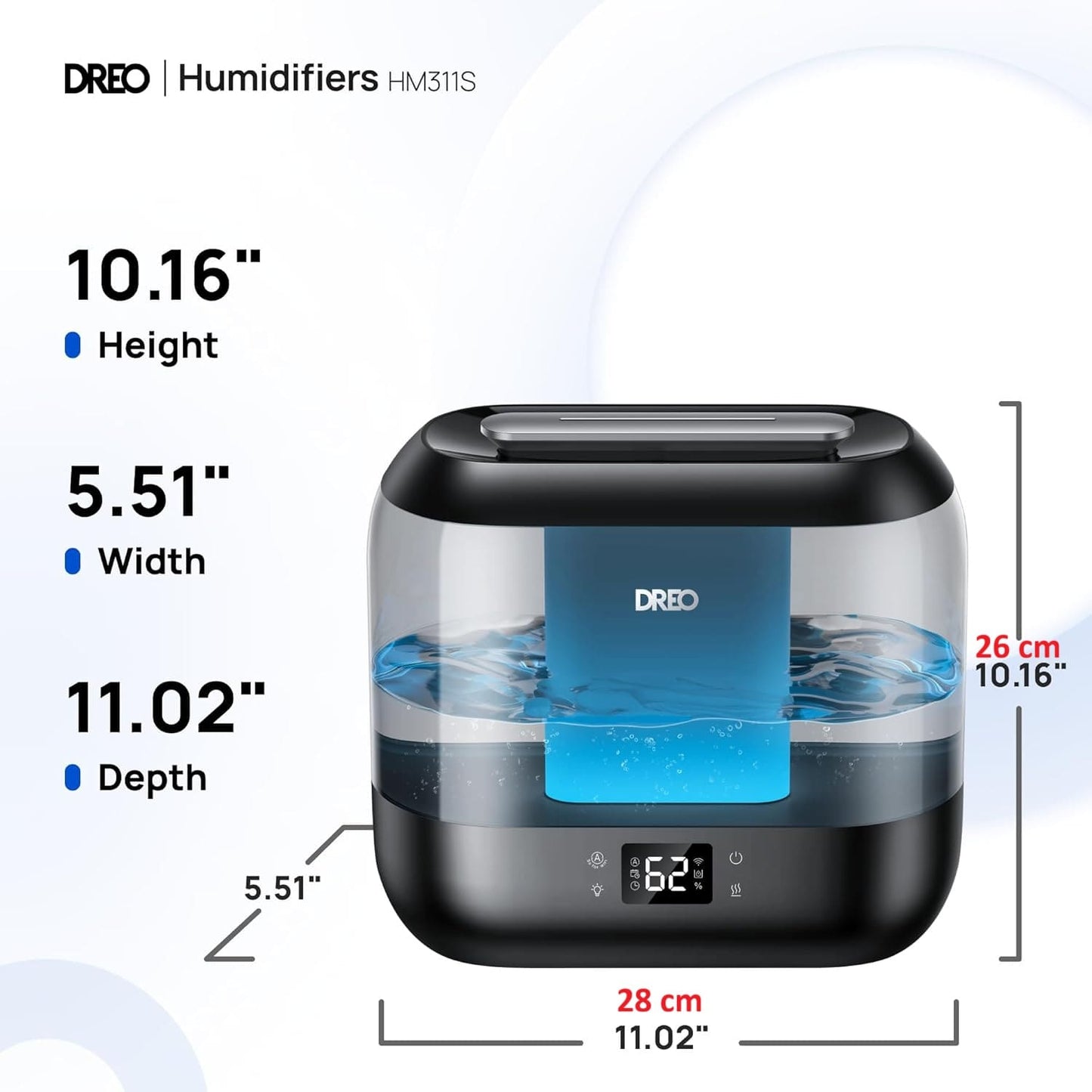 Humidificador Ultrasónico 4L Inteligente WiFi – Alexa/Google, Difusor Negro