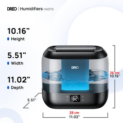 Humidificador Ultrasónico 4L Inteligente WiFi – Alexa/Google, Difusor Negro