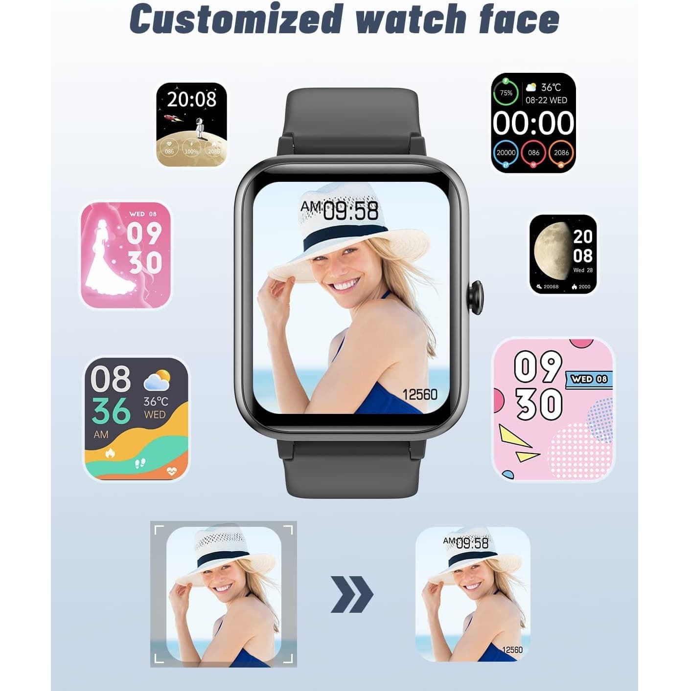 Smartwatch 1.83” con GPS y Bluetooth IP68 Negro