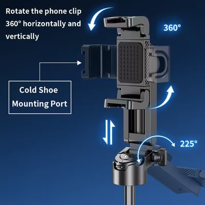 Selfie Stick 3 en 1 de Aluminio con Trípode y Control Bluetooth Negro