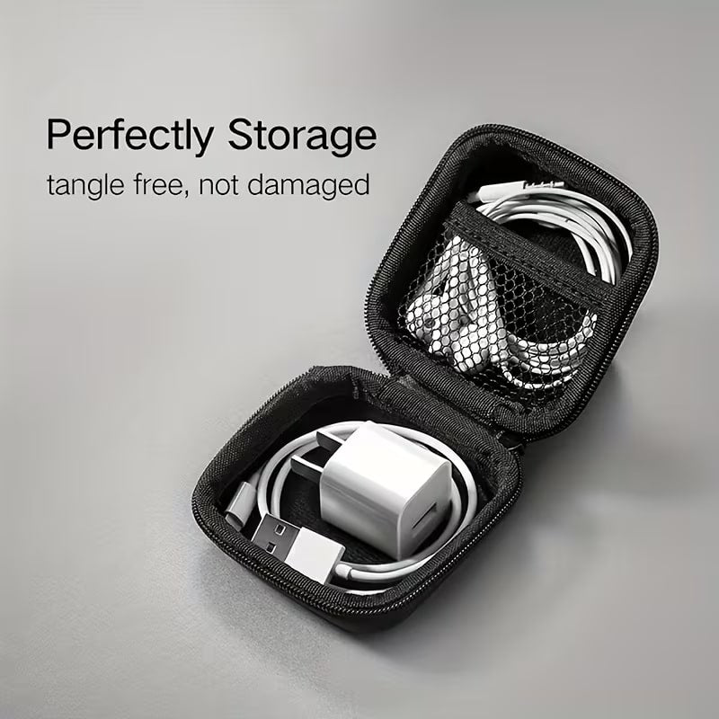 Mini Estuche Portátil para Accesorios Electrónicos Negro