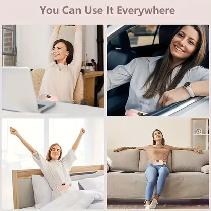 Masajeador Abdominal Recargable USB con Calor y Vibración Rosa