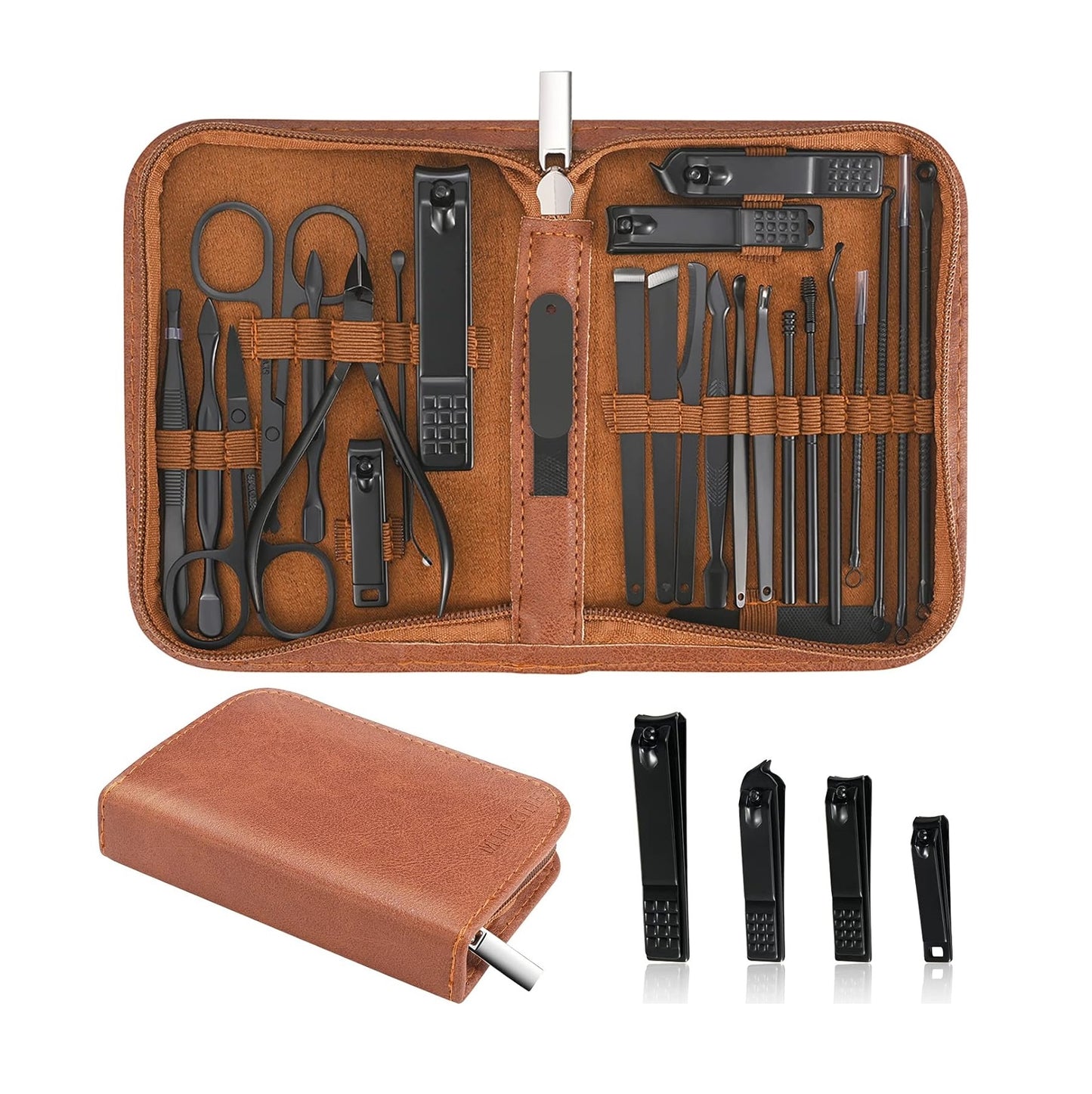 Juego de Manicura, Pedicura y Cuidado Facial Profesional - 26 Piezas - Kit Completo - Estuche de Viaje - Accesorios para Hombre y Mujer