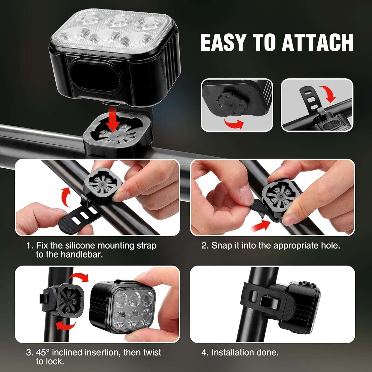 Luces Led Delantera y Trasera 500 Lúmenes Recargables USB Bicicleta
