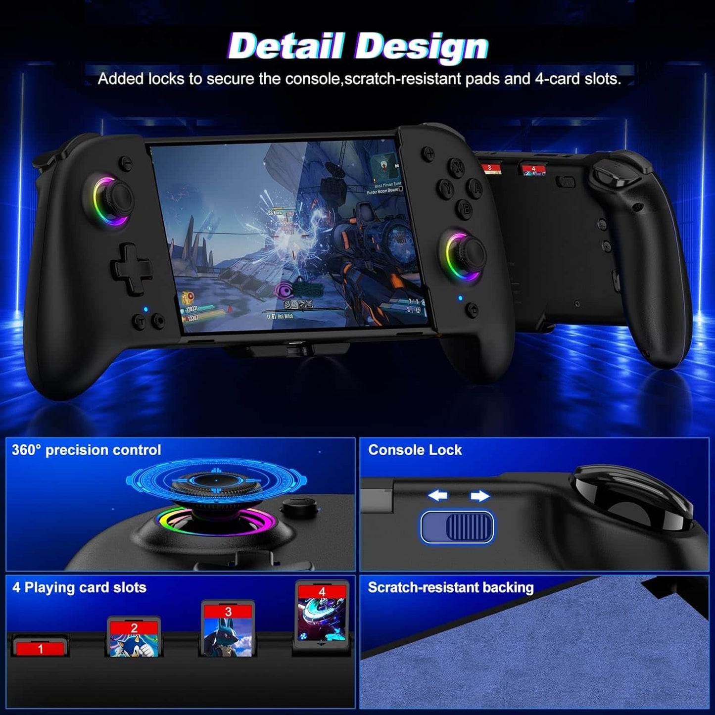 Control Pro para Nintendo Switch/OLED - RGB 1000mAh Negro