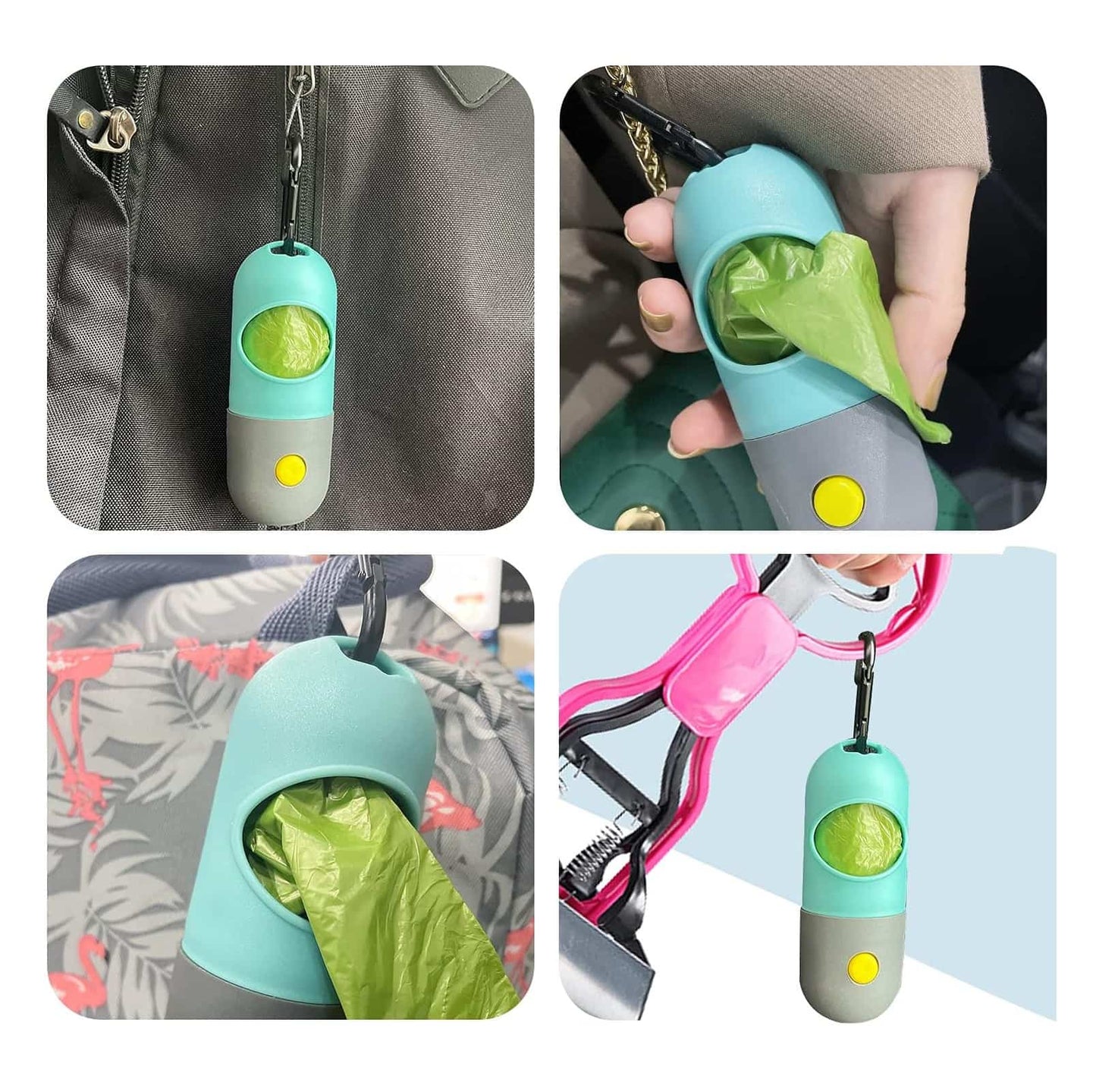 Dispensador Bolsas Perro Eliamo con Linterna LED y Clip