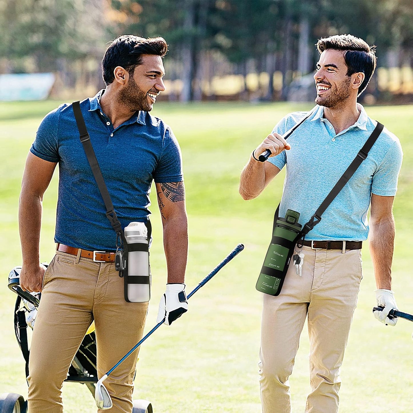 Correa Ajustable con Mosquetón para Botellas 12-40oz - Negro