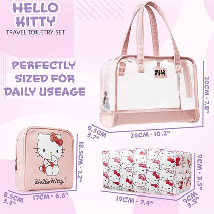 Neceser y Bolsa de Maquillaje Hello Kitty – Set de 3 Piezas Rosado