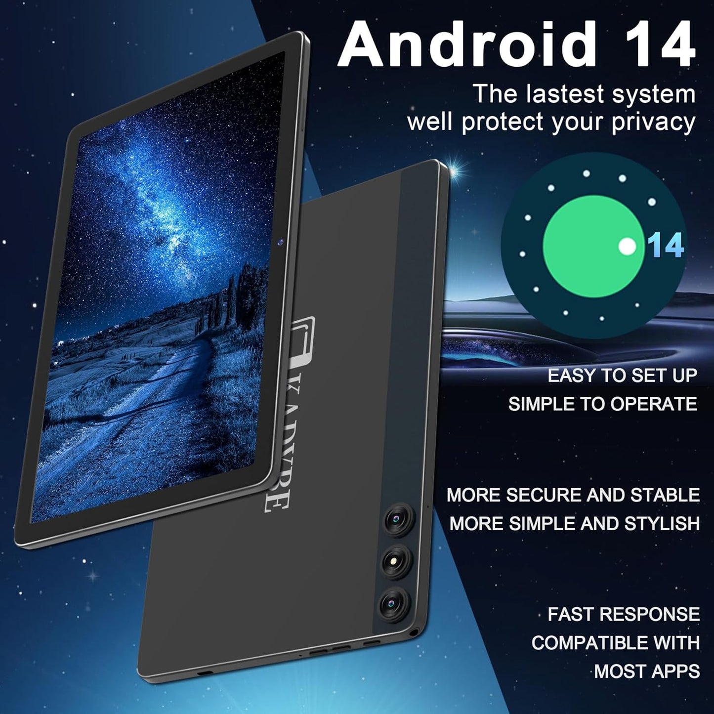 Tablet Android 14 10.1” 14GB RAM 128GB Dual SIM 4G con Accesorios