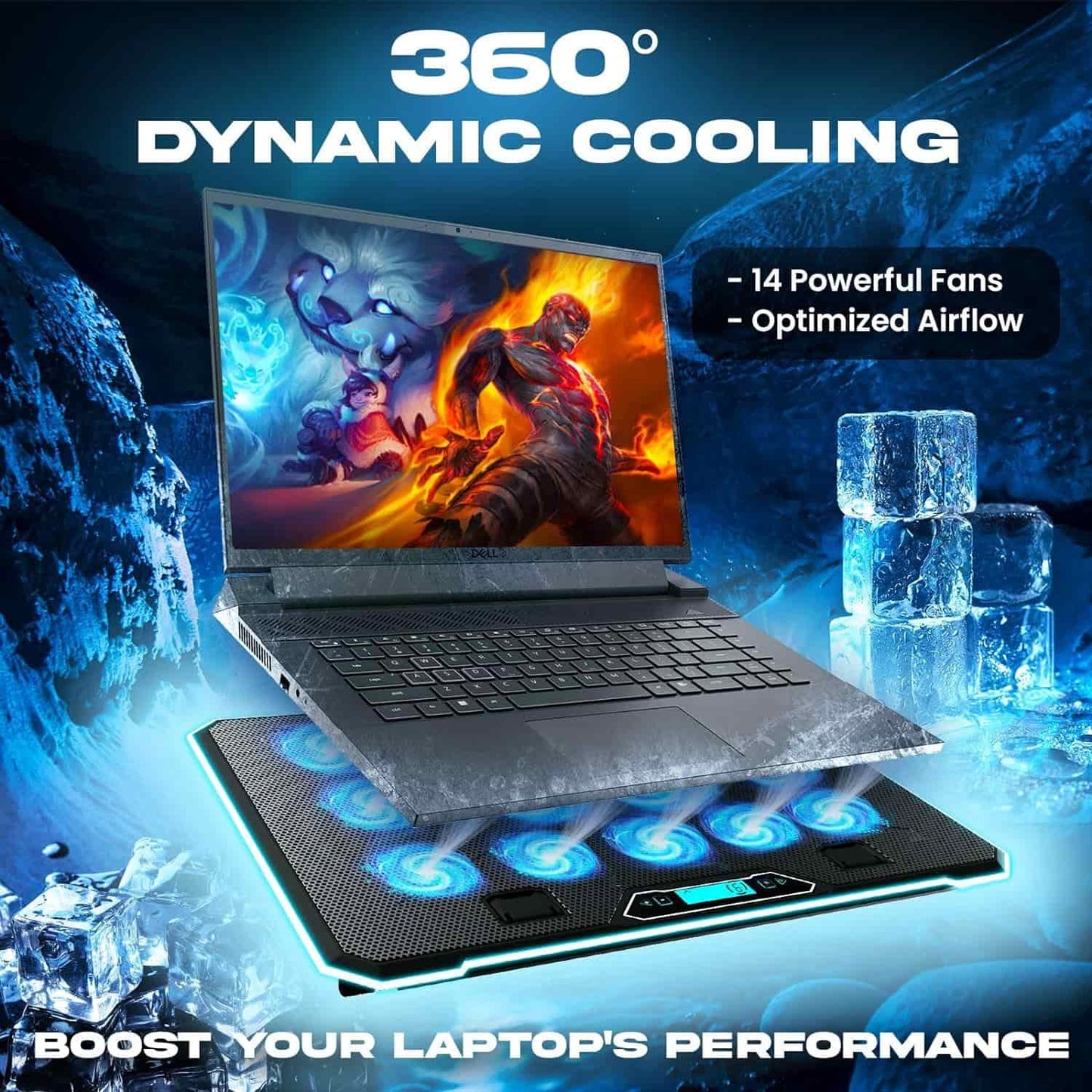 Base Enfriadora Laptop PRO 14 Ventiladores RGB Hasta 17" Gamer