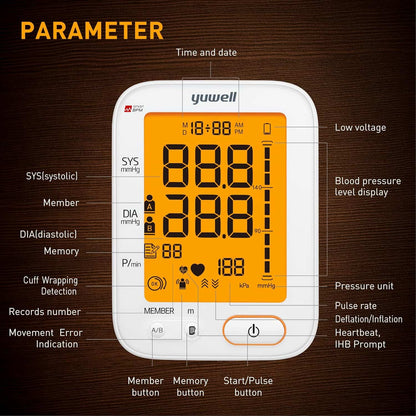 Monitor de Presión Arterial Profesional Yuwell YE680B – Voz Guiada y Doble Usuario