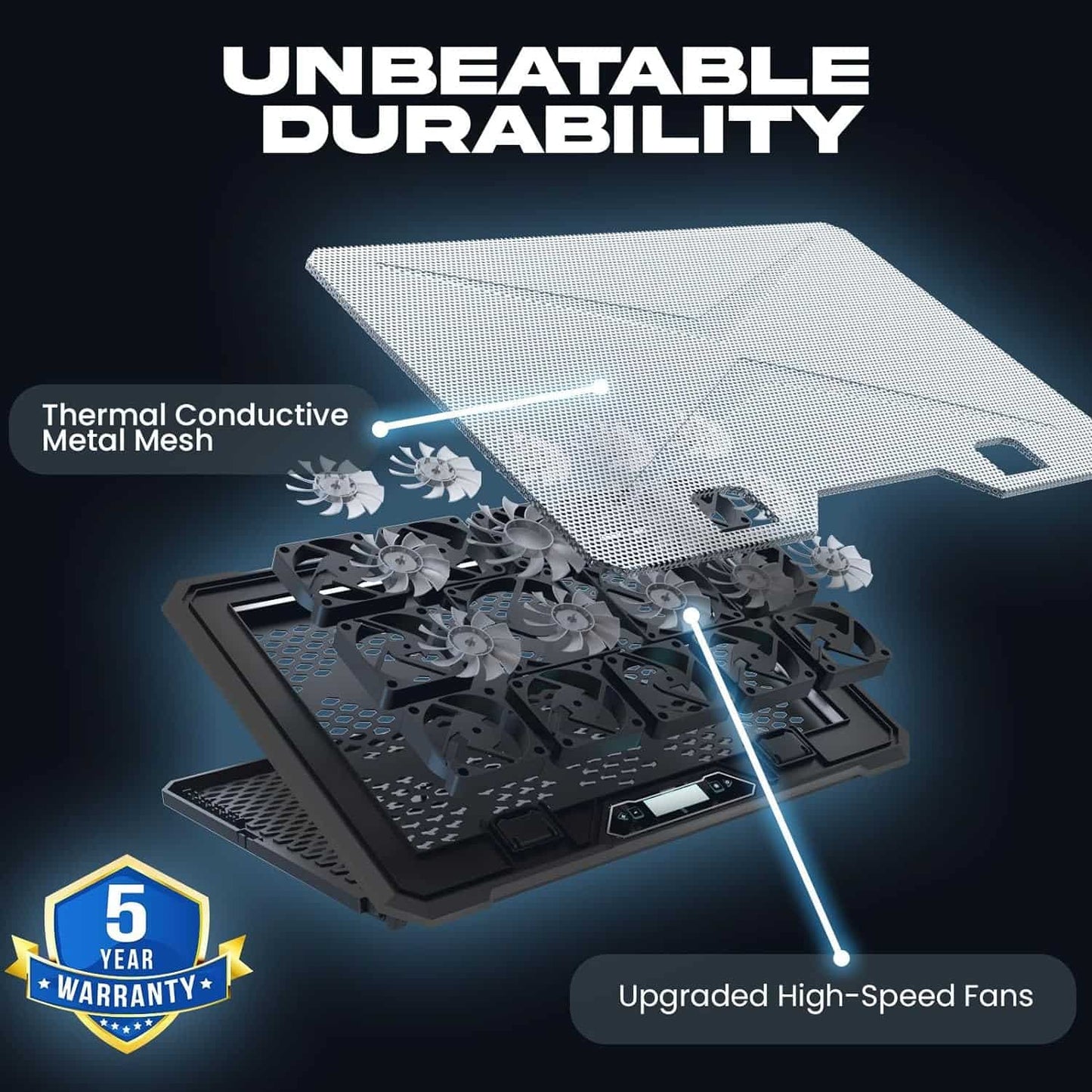 Base Enfriadora Laptop PRO 14 Ventiladores RGB Hasta 17" Gamer