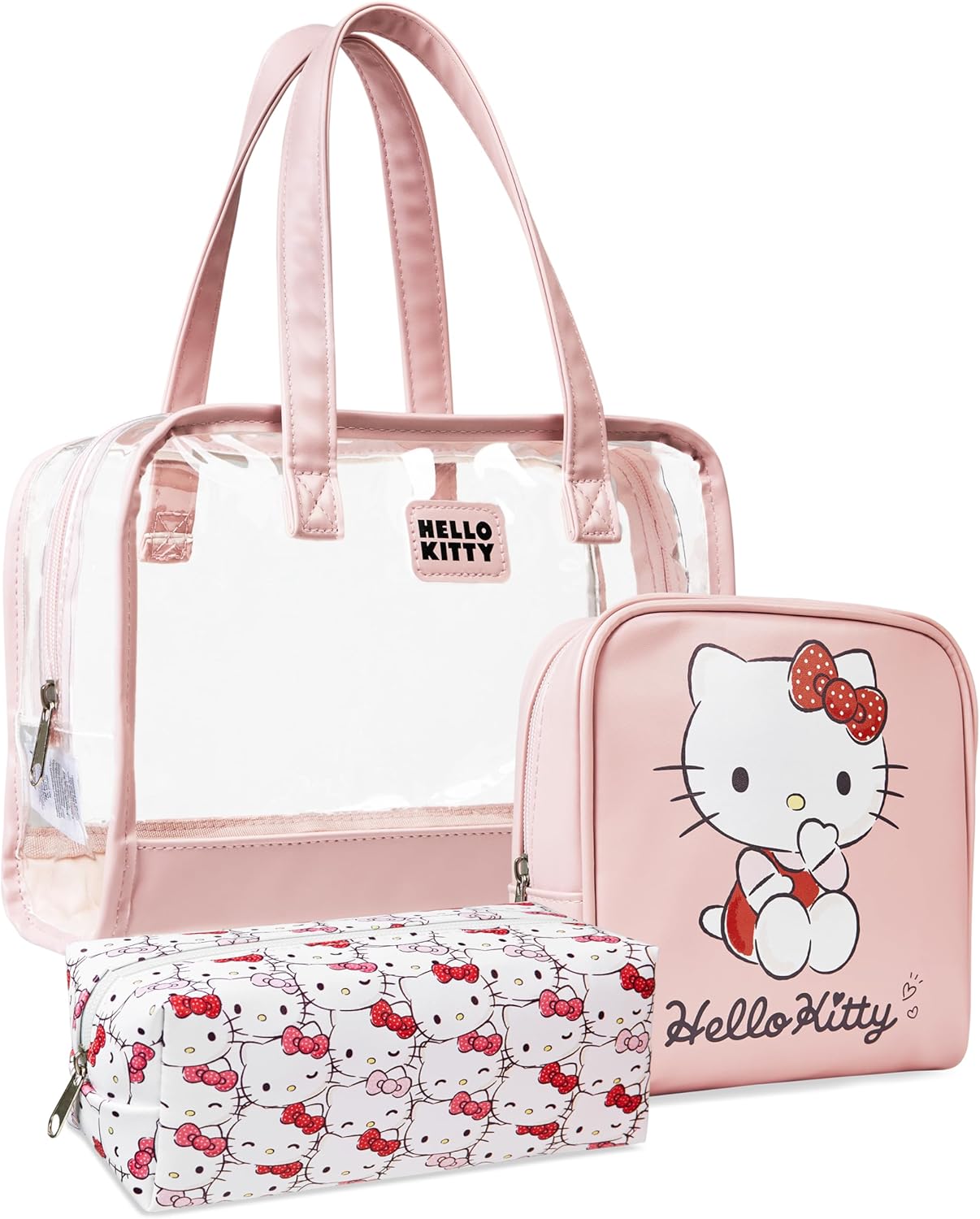 Neceser y Bolsa de Maquillaje Hello Kitty – Set de 3 Piezas Rosado