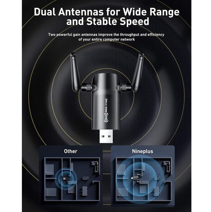 Adaptador WiFi USB 1300Mbps Dual 5dBi Windows Compatible