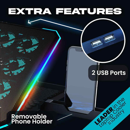 Base Enfriadora Laptop PRO 14 Ventiladores RGB Hasta 17" Gamer