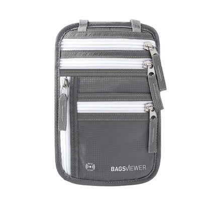 Bolso de cuello para viaje Antirrobo con Bloqueo RFID - Gris Claro
