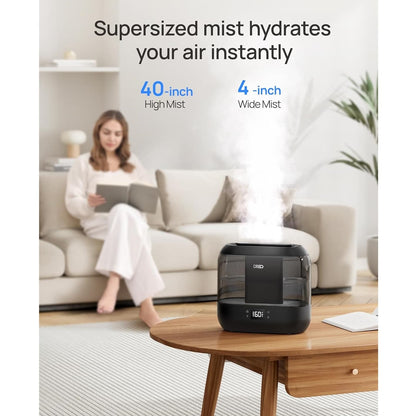 Humidificador Ultrasónico 4L Inteligente WiFi – Alexa/Google, Difusor Negro
