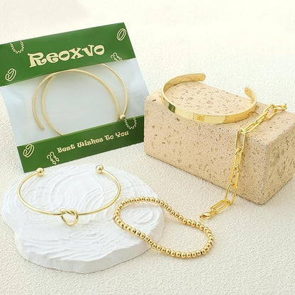 Pulseras de Moda para Mujer Chapadas en Oro 14K – Set x4
