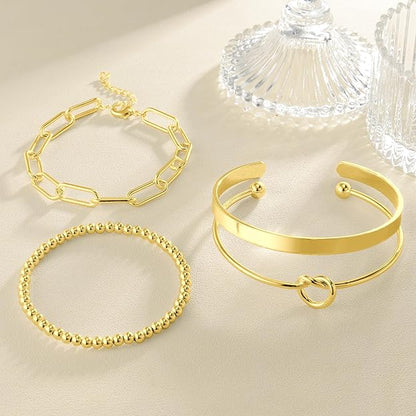 Pulseras de Moda para Mujer Chapadas en Oro 14K – Set x4