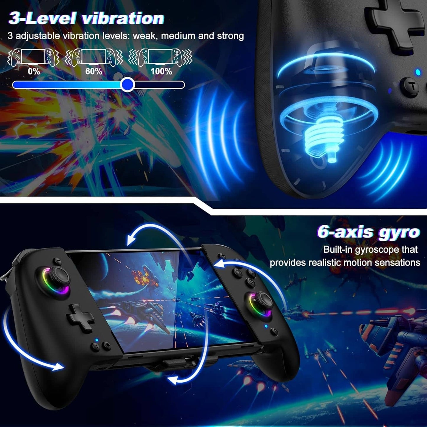 Control Pro para Nintendo Switch/OLED - RGB 1000mAh Negro