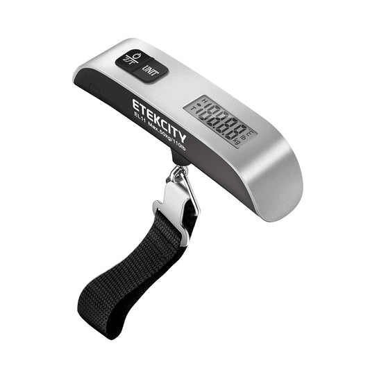 Báscula Digital de Mano para Equipaje - Pesa de Mano - Pantalla LCD - Sensor de Temperatura y Función Tara - Portátil, Precisa y Resistente