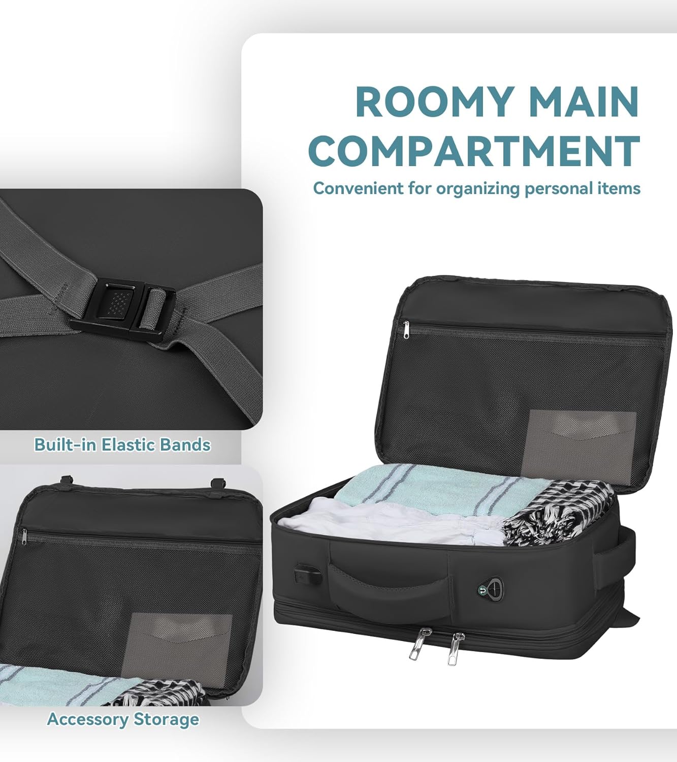 Mochila de Viaje Expandible 50L – Carry-On, Resistente al Agua con USB