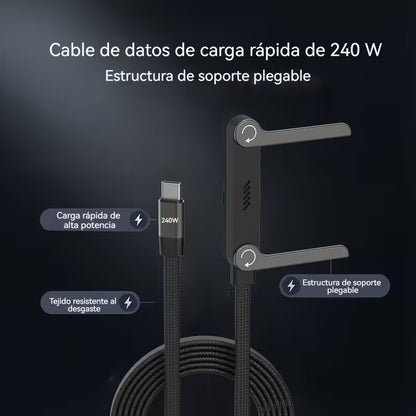 Cable USB-C 240W con Soporte Plegable para Teléfono