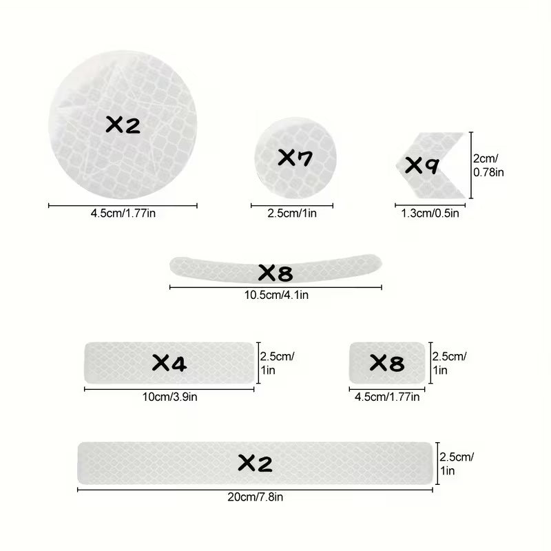 Calcomanías Reflectantes 42 Piezas – Impermeables, Multiforma, Ciclismo