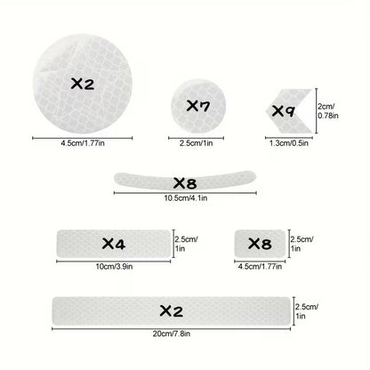 Calcomanías Reflectantes 42 Piezas – Impermeables, Multiforma, Ciclismo