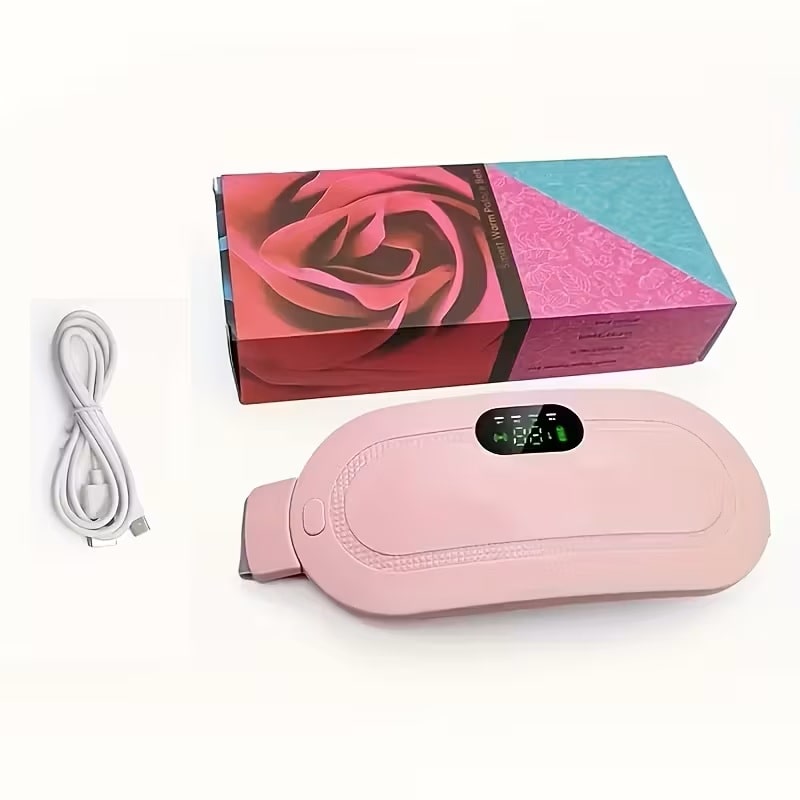 Masajeador Abdominal Recargable USB con Calor y Vibración Rosa