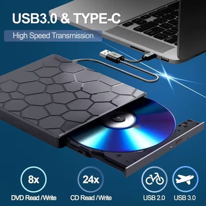 Unidad CD/DVD Externa 8 en 1 USB-C Ultra Delgada