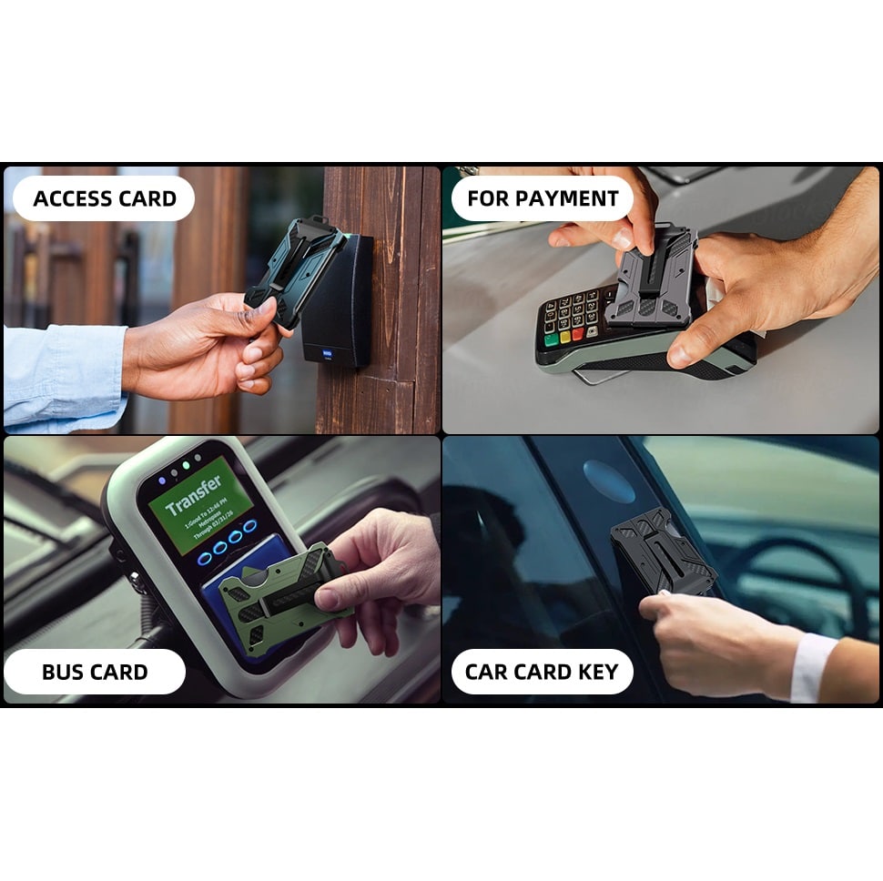 Billetera Inteligente RFID Aluminio 12 Tarjetas Transparente Compacta