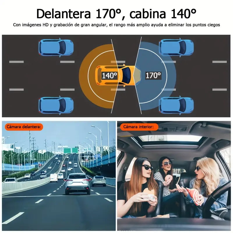 Cámara Doble ZKCAMSPY 1080P – Frontal e Interior, 170° Visión, HD