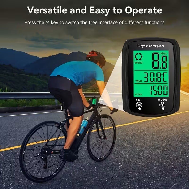 Computadora de Bicicleta LCD - Velocímetro y Odómetro Negro