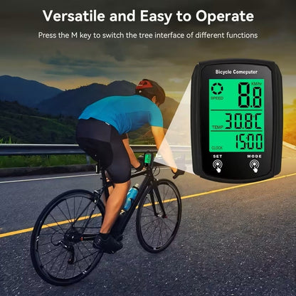 Computadora de Bicicleta LCD - Velocímetro y Odómetro Negro
