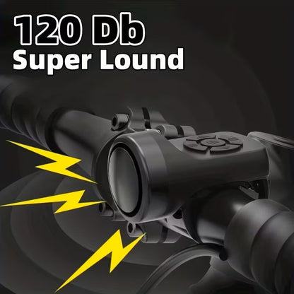 Bocina USB Recargable Bicicleta 120dB 4 Modos IP65 Negra