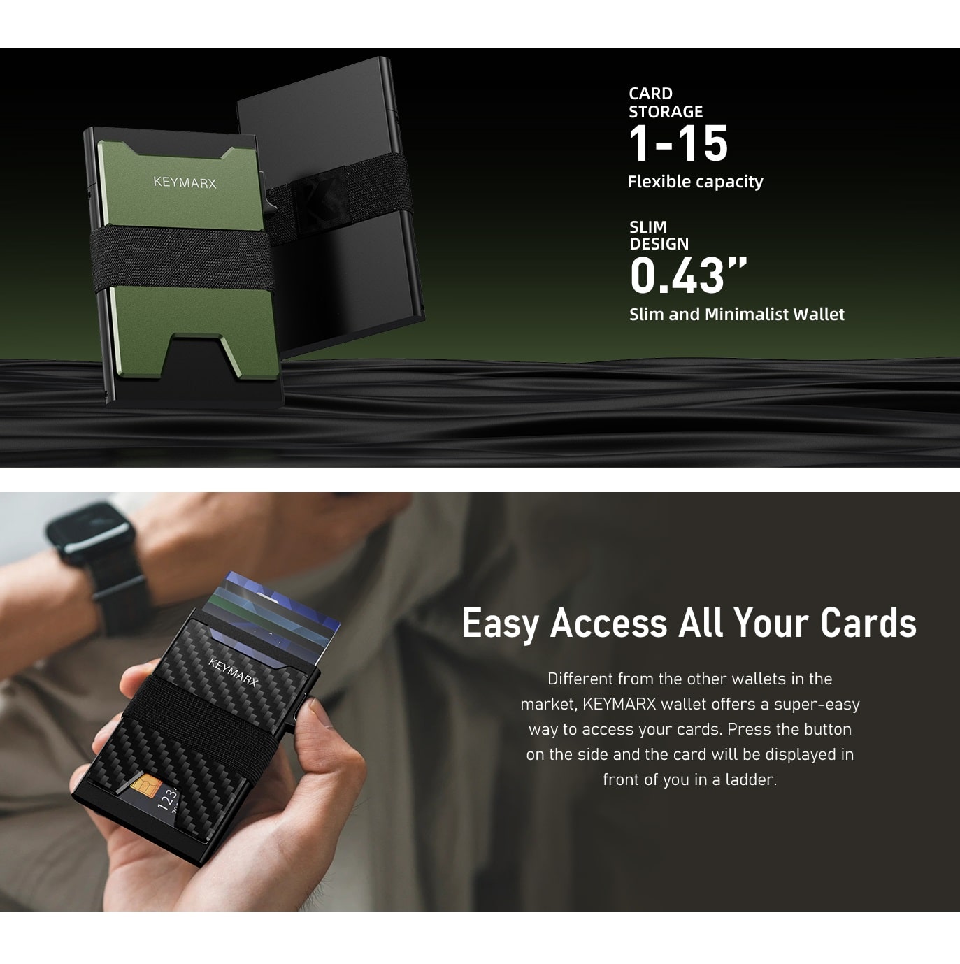 Billetera Anticlonación RFID para 15 Tarjetas Negra